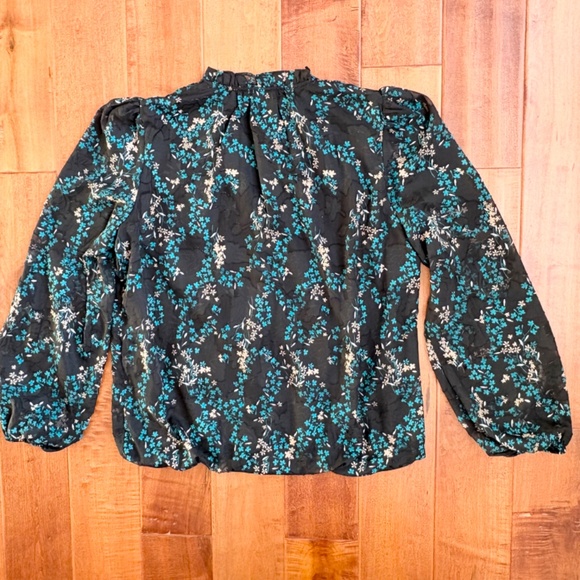 Tamara H. Black Ruffle Floral Blouse Size I/9 - Picture 10 of 13